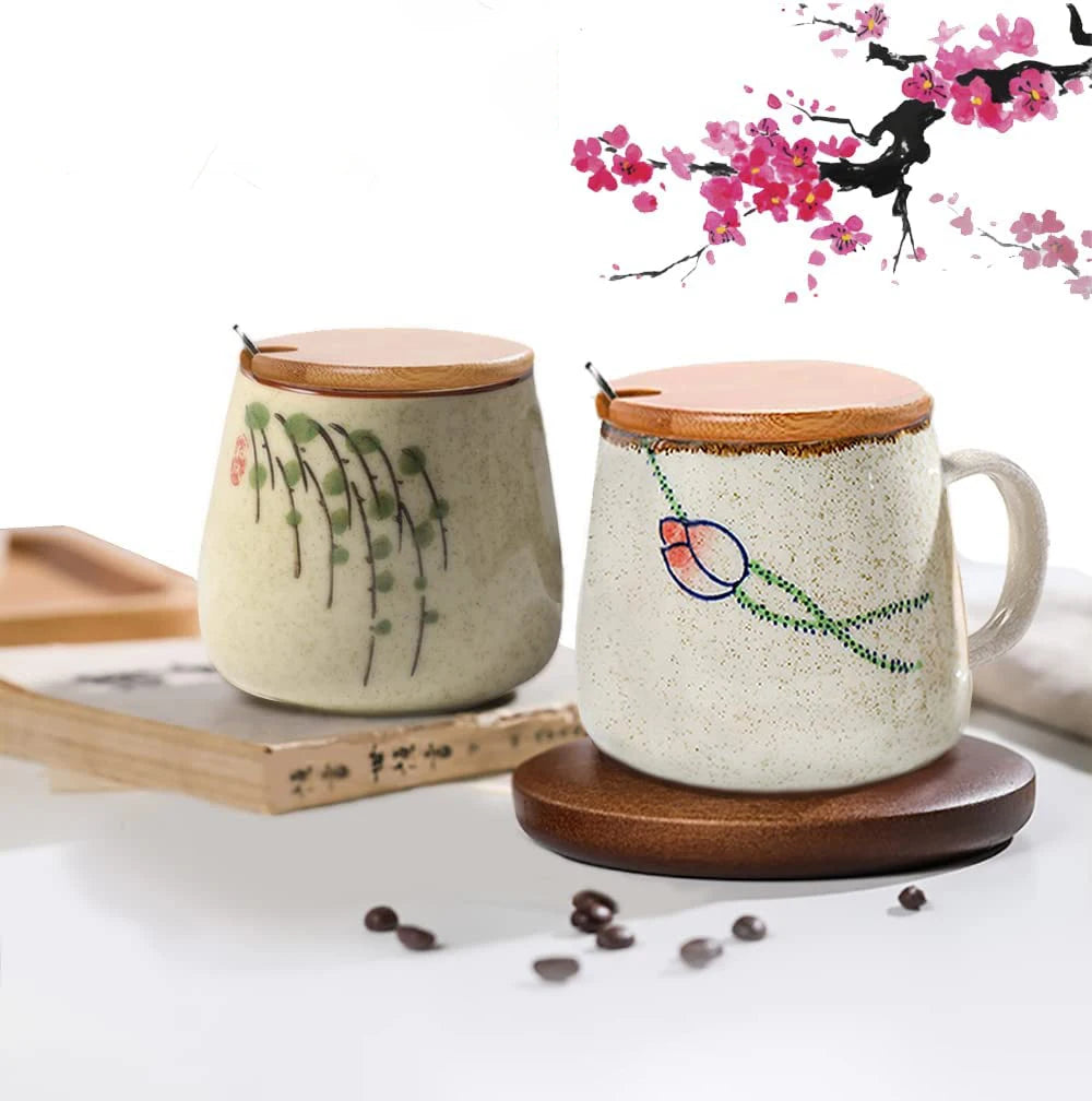 Japanese Retro Ceramic Mug with Lid